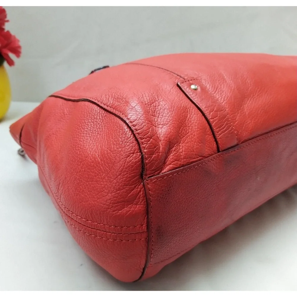 Kate Spade New York Red Pebbled Leather Double Handles Satchel Shoulder Bag
